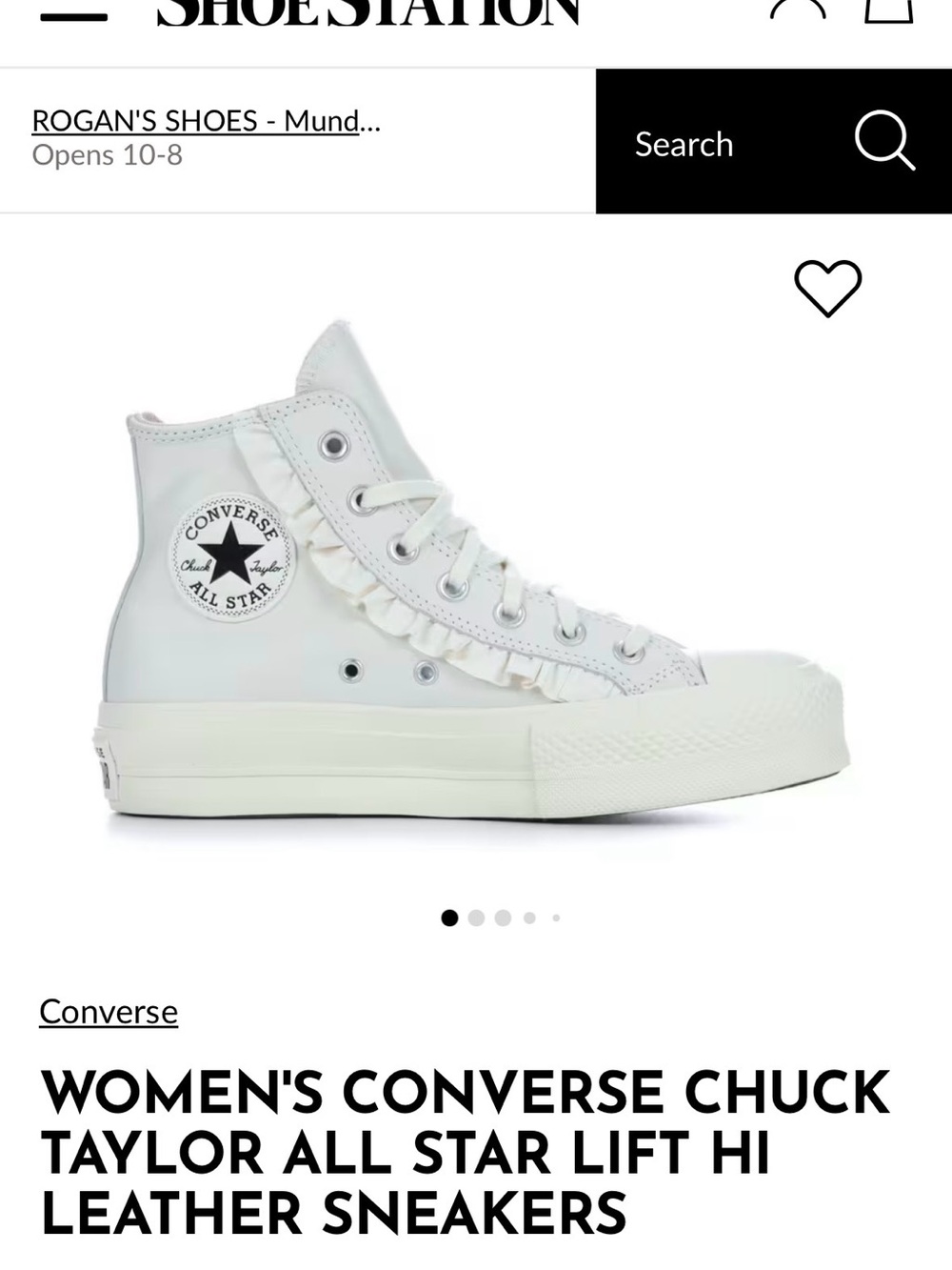 Converse Women's High-Top Leather ruffle Sneakers in White sz 7.5